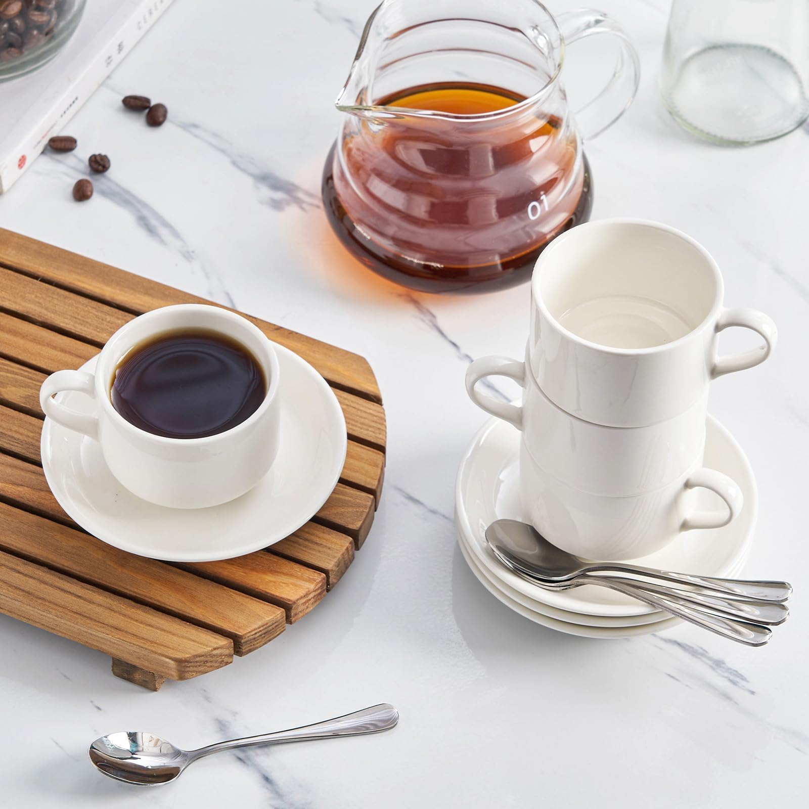 Meichu dishwasher-safe porcelain cups simplify daily use.