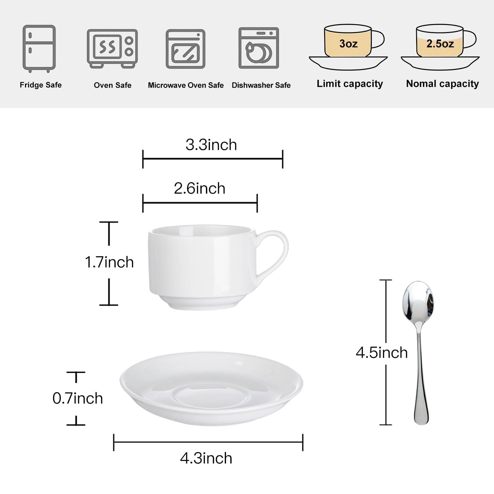 Meichu espresso cups and saucers set for four, ideal for entertaining guests.