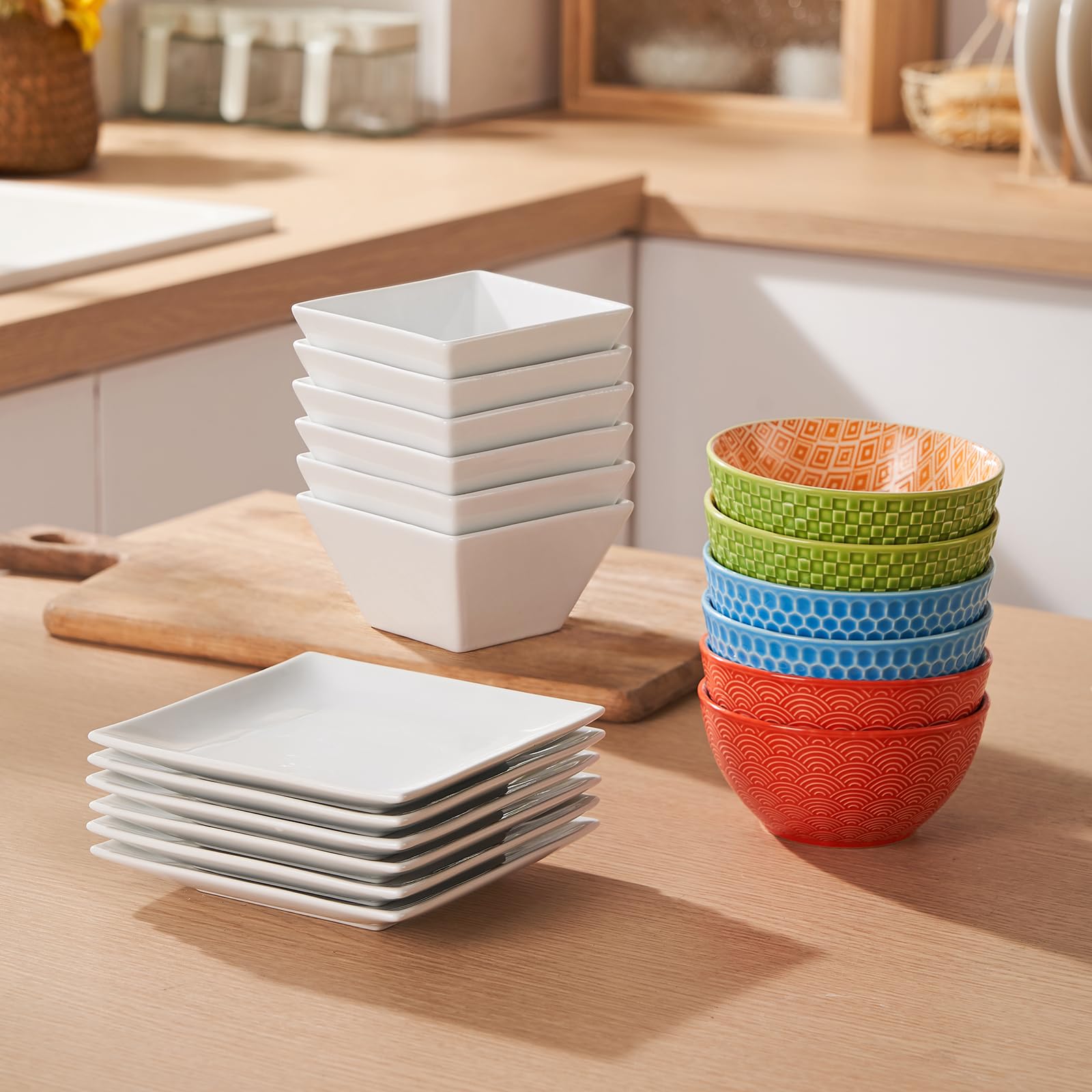 Meideal dessert-snack bowls arranged for casual party or family gathering.