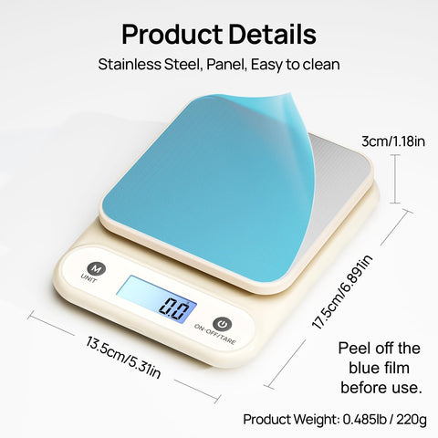 Meilen digital food scale backlit LCD display for easy reading.
