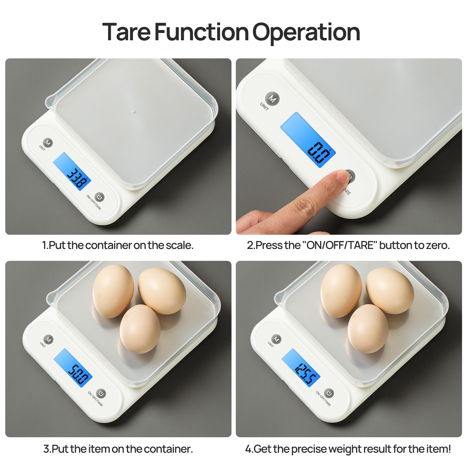 Meilen digital food scale USB-C charging for quick recharges.