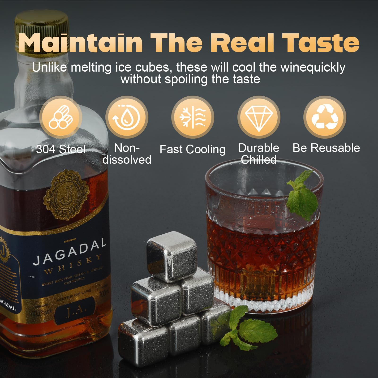 Meixingtom dishwasher-safe stainless steel cubes for easy reuse.