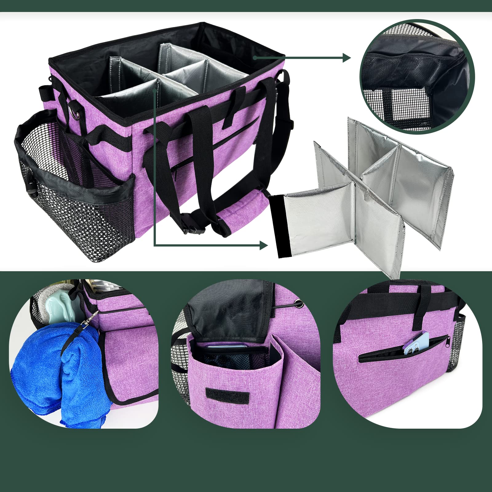 MELINON cleaning caddy durable nylon base resists wear and moisture.