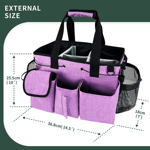 MELINON cleaning caddy pocket layout keeps rags and brushes within reach.