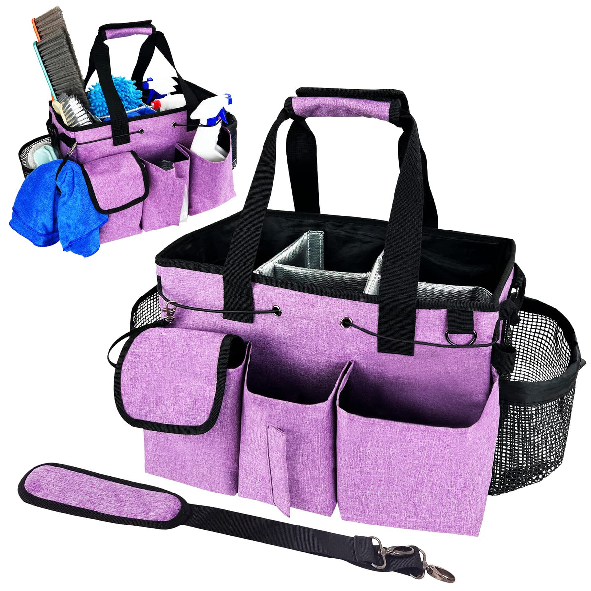MELINON large cleaning caddy bag with ample capacity for organized supplies.