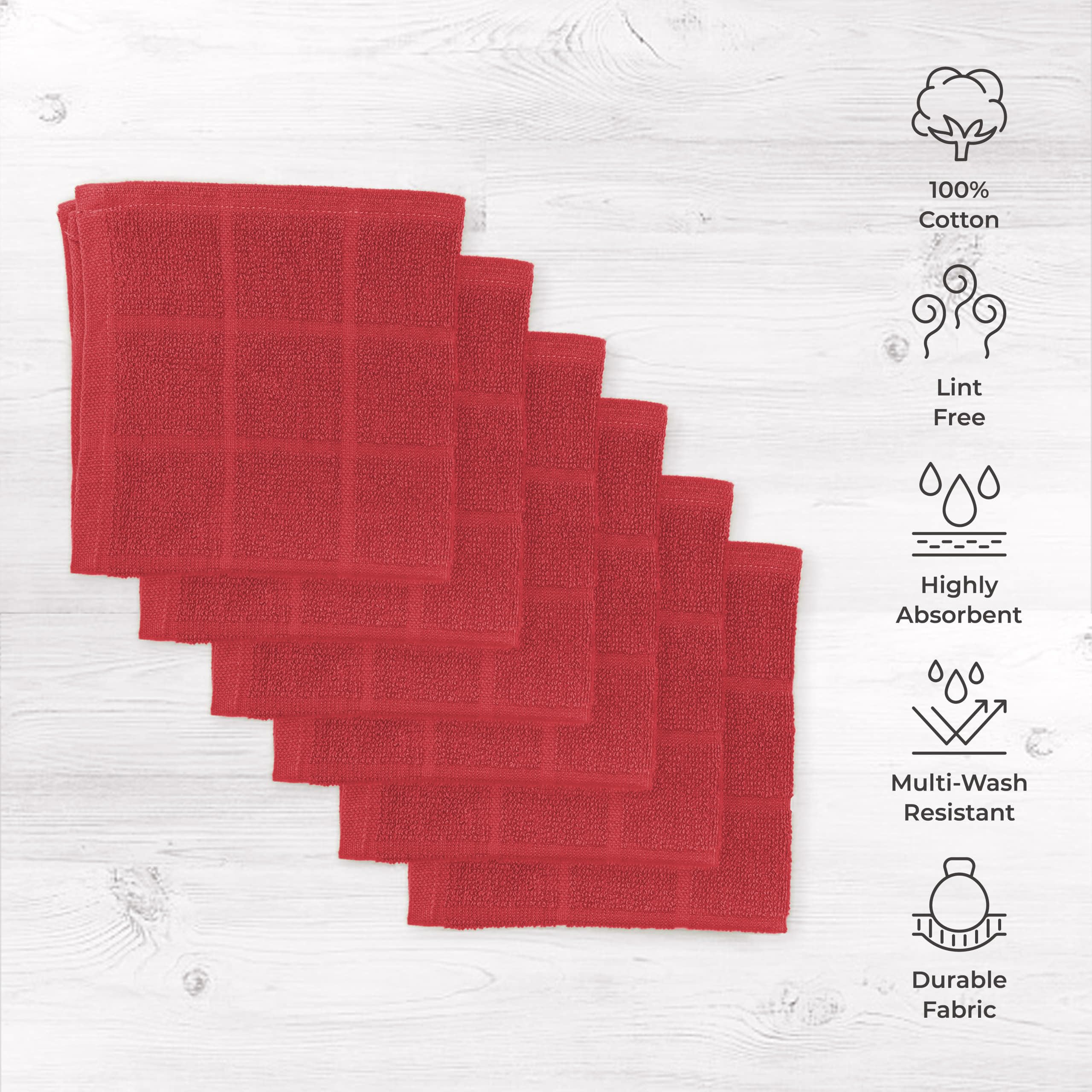 Mellow Buff cotton dish cloth weave detail highlights durability and streak-free drying.