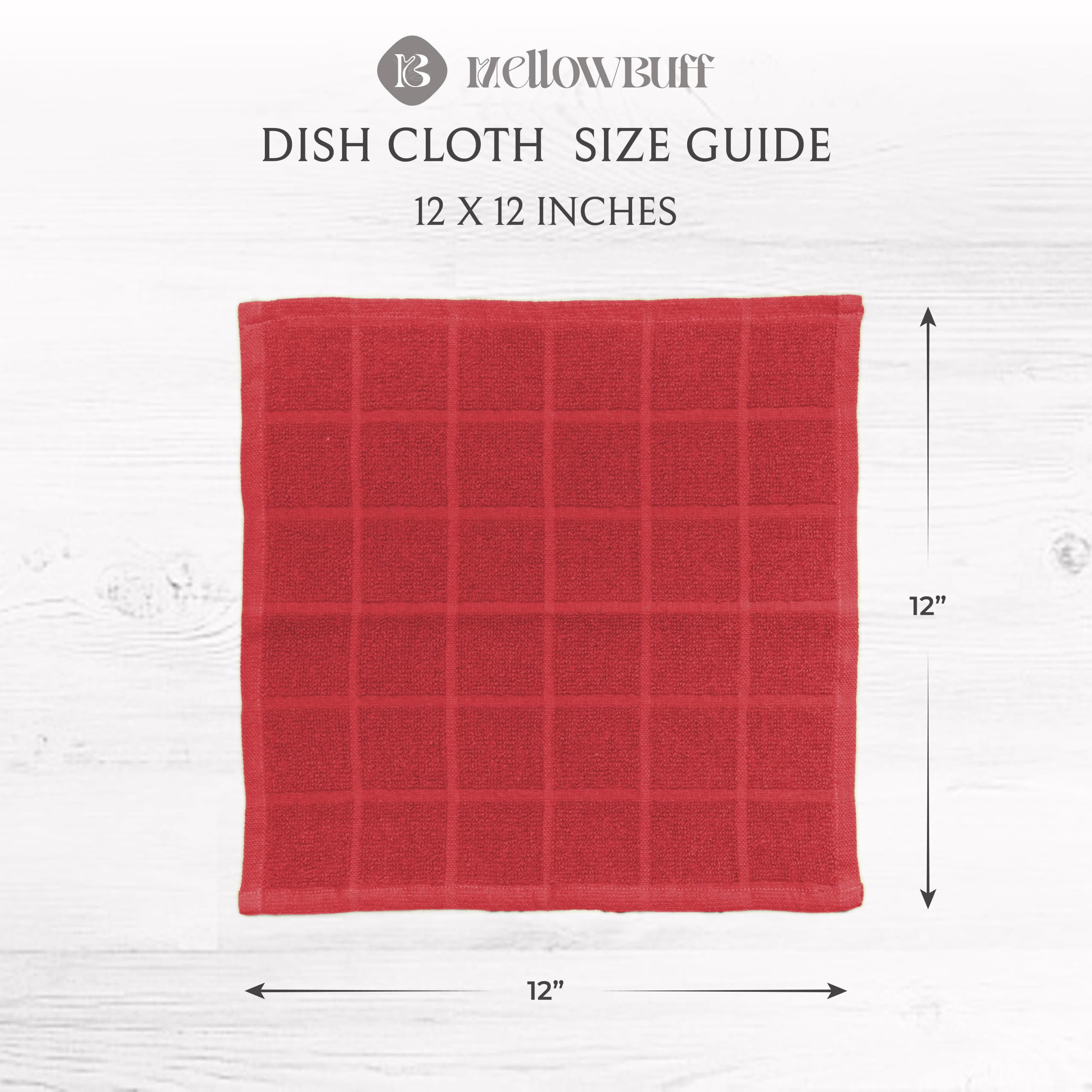 Mellow Buff dish cloth close-up shows soft pile ideal for delicate wiping.