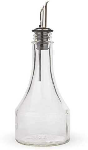 Melostu KegWorks glass syrup bottle with stainless steel pourer, clear and precise for syrups.