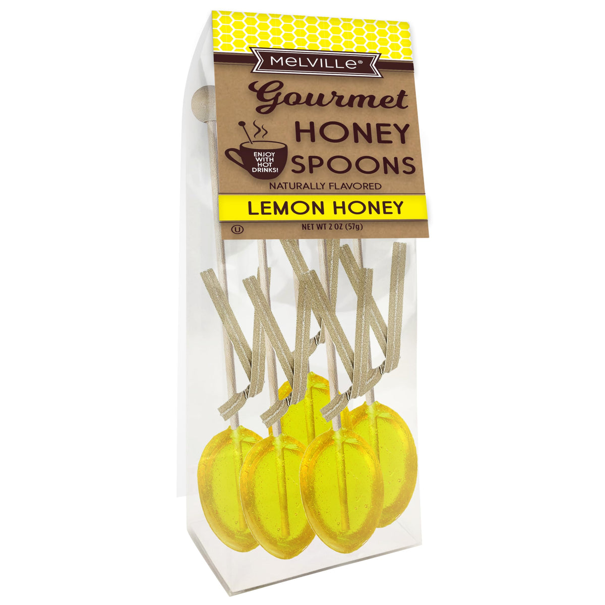 Melville Candy honey spoons tea stirrer on wooden ball stick with lemon flavor
