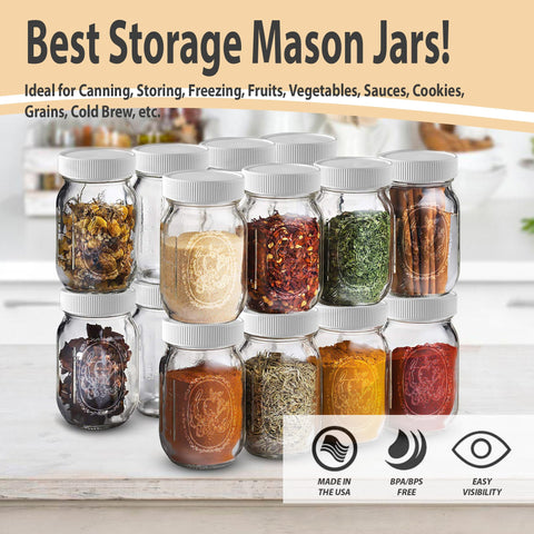 MEM WORLDSHOP white lid set with jars for airtight storage of jams and sauces.