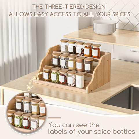 Memanque 3-tier design displays spices at varying heights for easy selection.