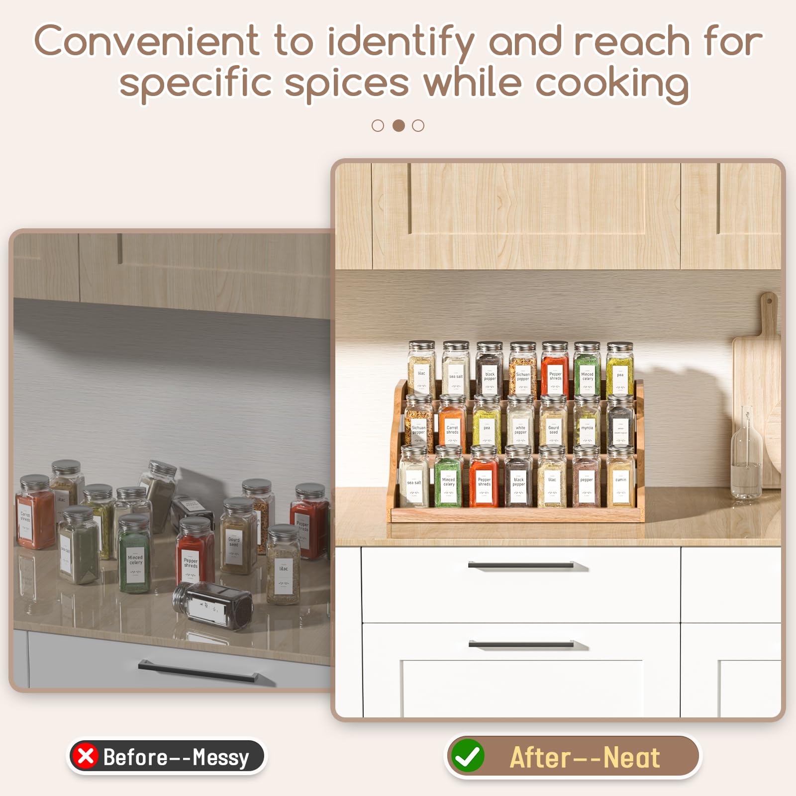 Memanque compact spice organizer fits standard jars, saving counter space.