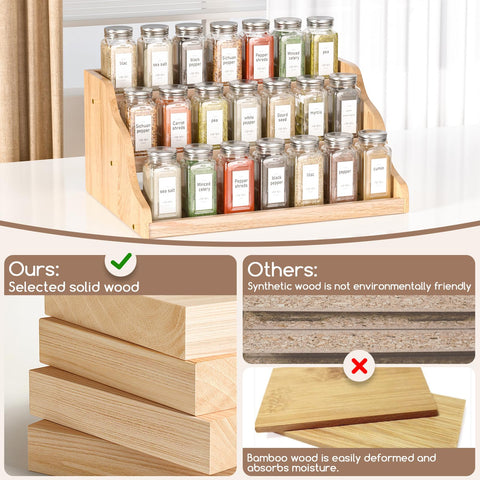 Memanque versatile spice rack for kitchen counters or cabinets, adding decorative organization.