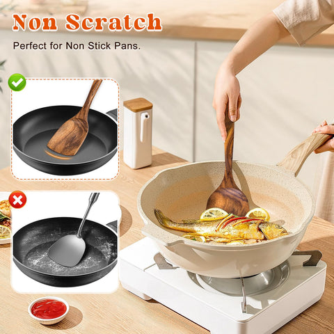 MemoGem long-handle wooden spatula ready for stirring and flipping