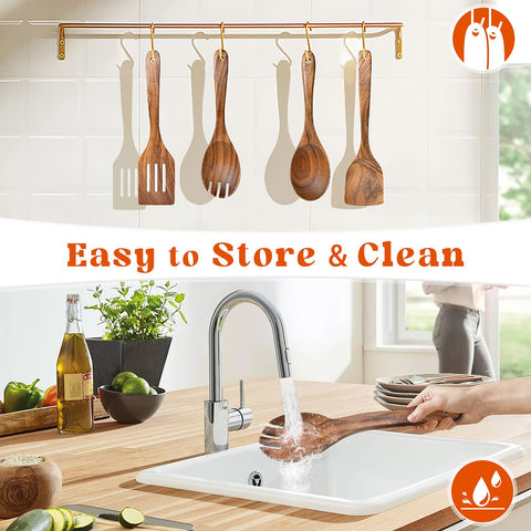 MemoGem wooden salad spoon ideal for mixing and serving delicate ingredients