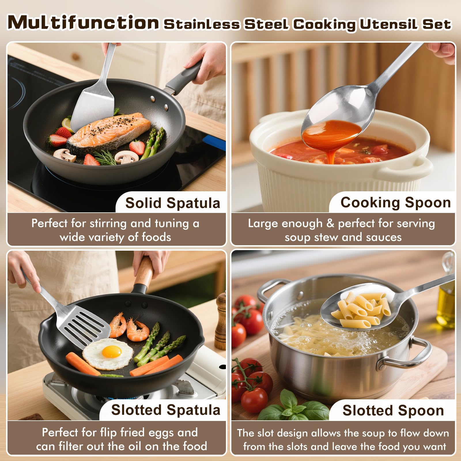 MemoGem stainless steel serving spoon for stirring and serving