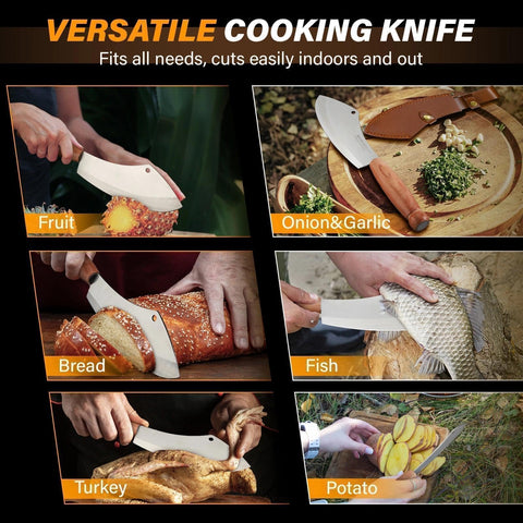 MEN WITH THE POT camping setup with cleaver ready for prep
