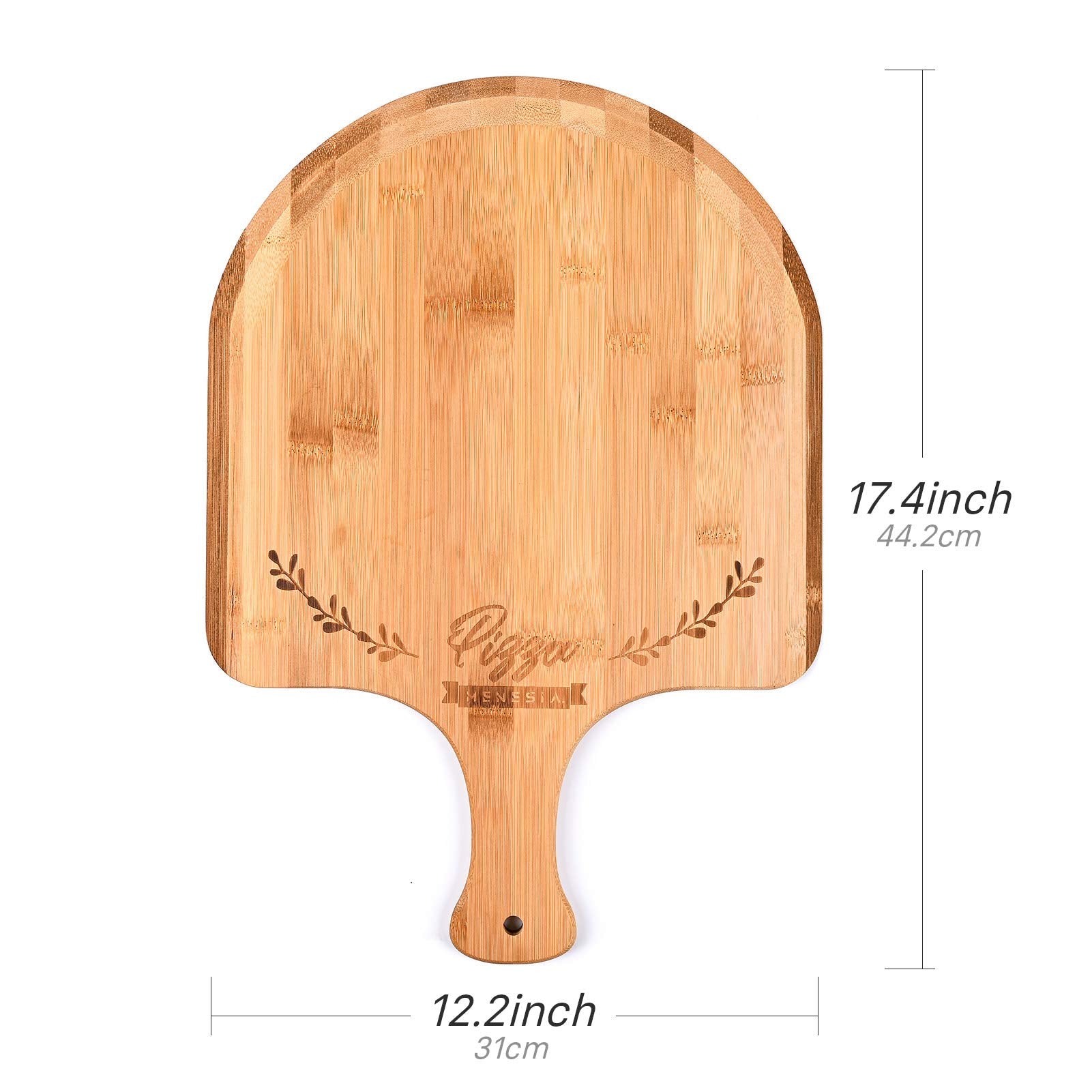 Sturdy and warp-resistant wooden pizza spatula by Menesia.