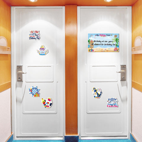 MENIFEND birthday-themed magnets create instant cabin recognition and party ambiance on deck