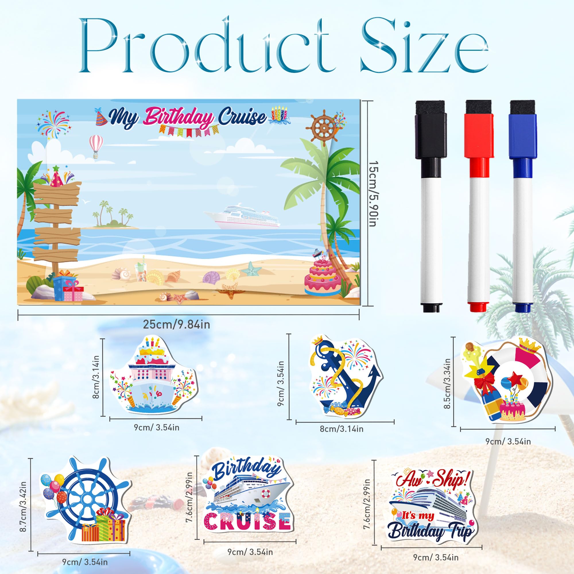 MENIFEND magnets with pens highlight customizable messages for personalized birthday moments at sea