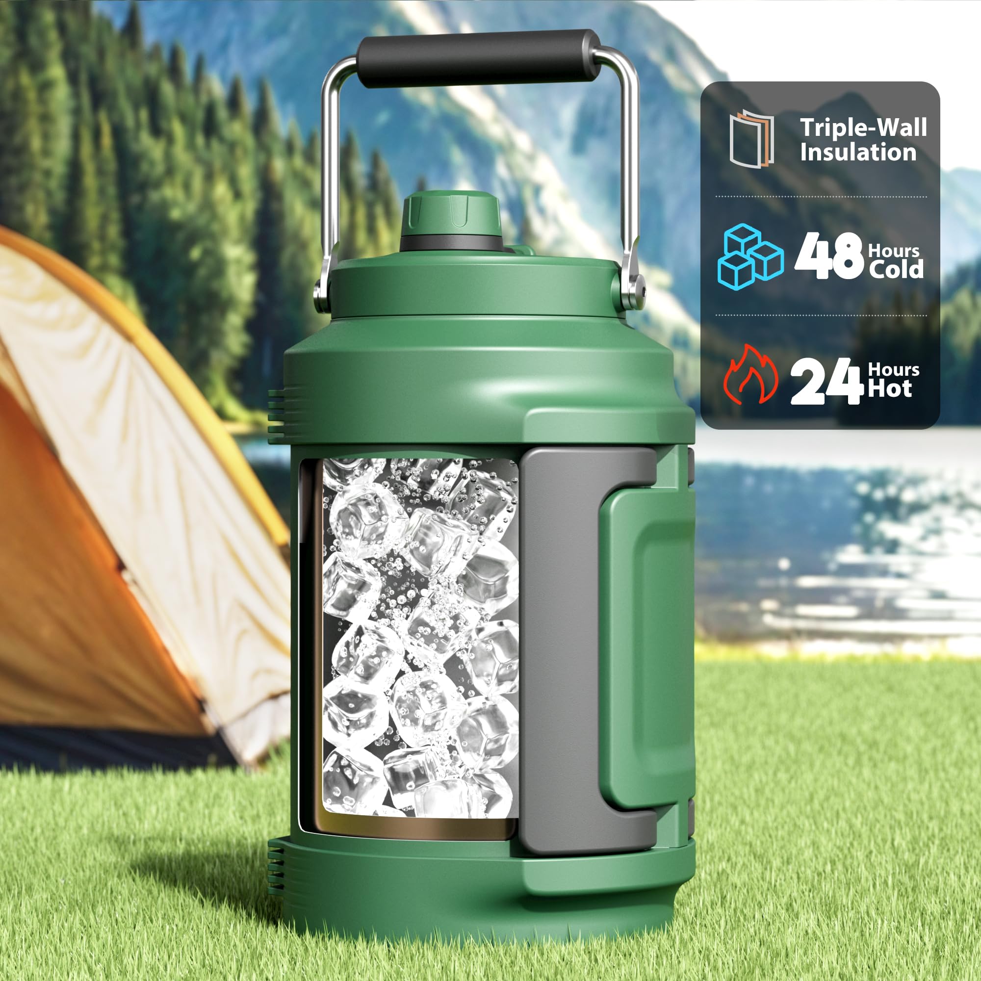 Meoky bottle with a side handle offers a secure grip on rough trails.