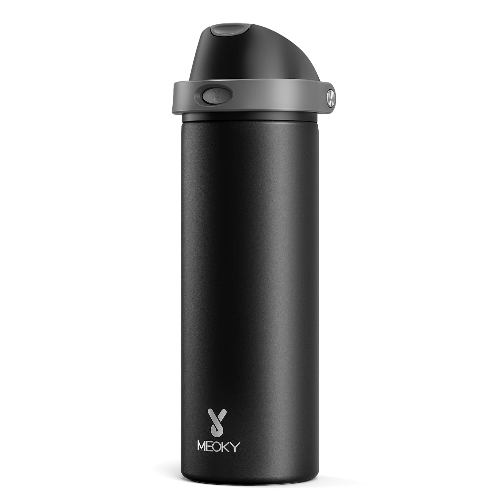 Meoky 24oz insulated bottle with 2-in-1 lid for versatile sipping on the go.