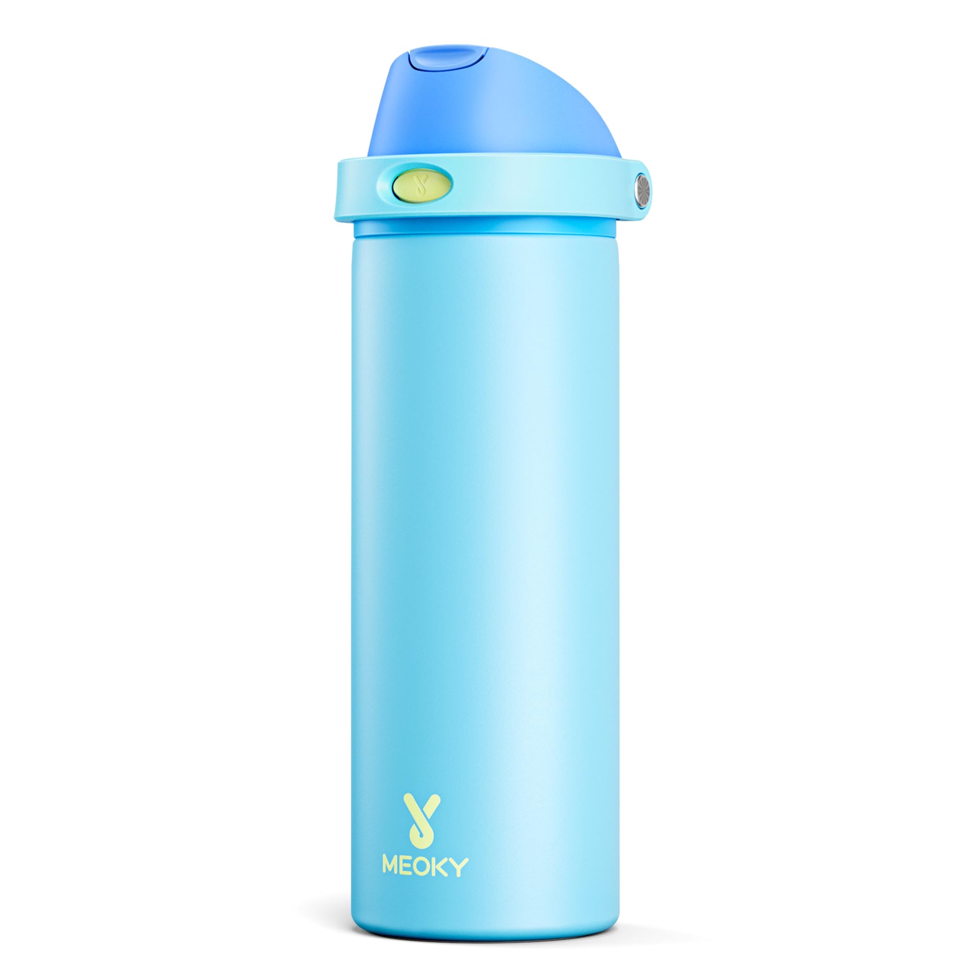 Meoky 24oz insulated bottle with azure cap for all-day hydration on the go.