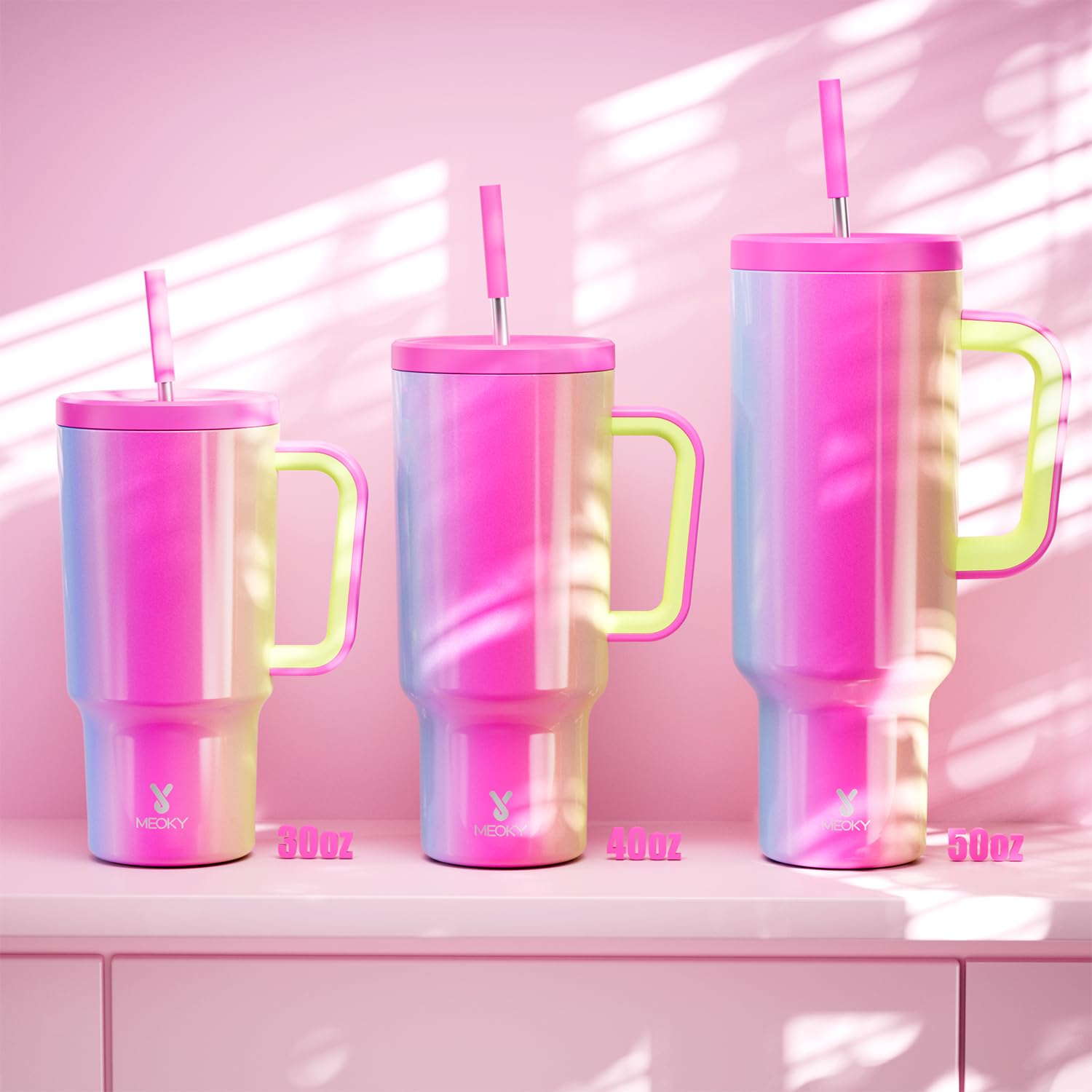 Meoky 30oz tumbler non-slip base stays upright.