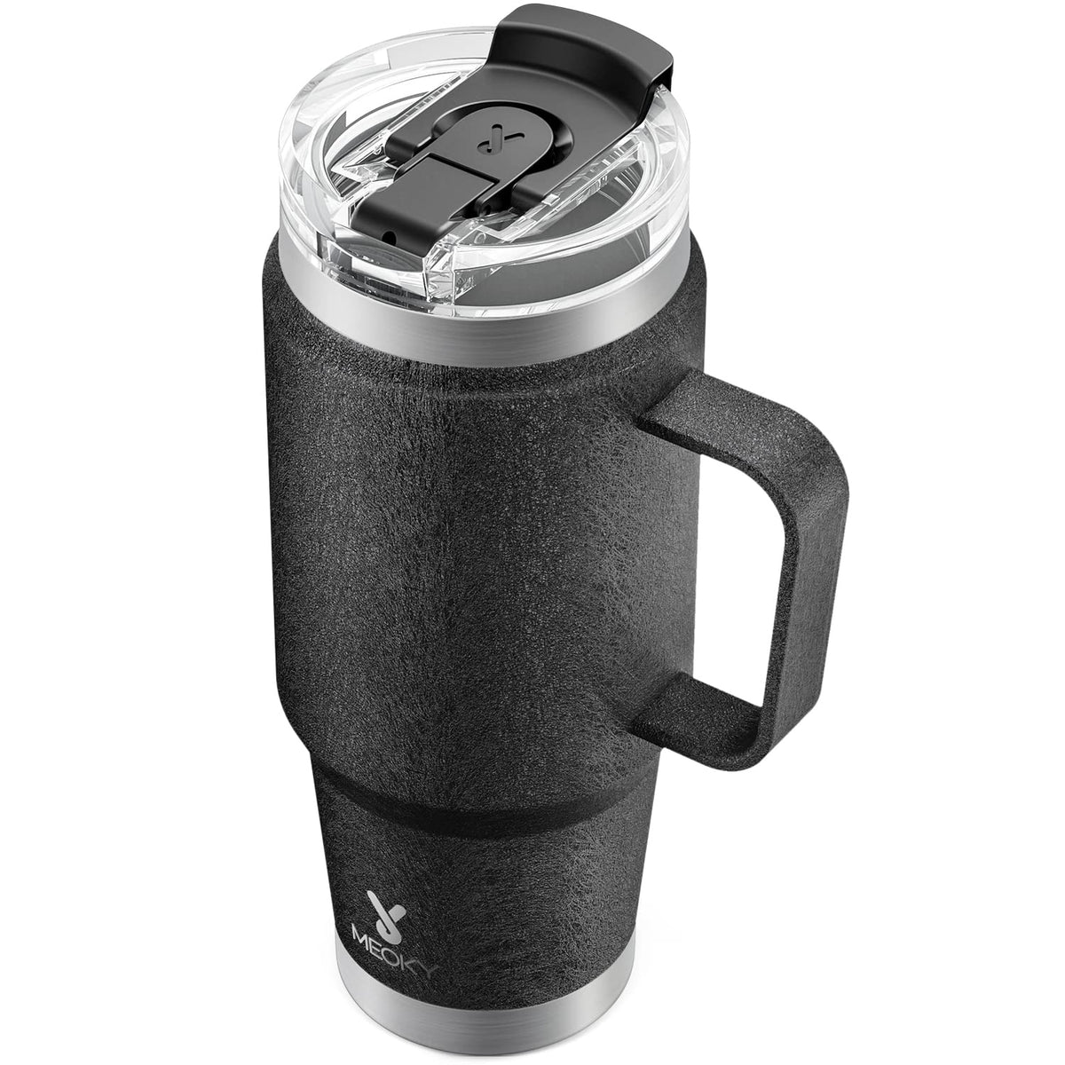 Meoky 32oz tumbler handle close-up for comfortable grip and easy carrying.