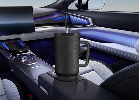 Meoky 40oz capacity reduces refills and fits cup holders.