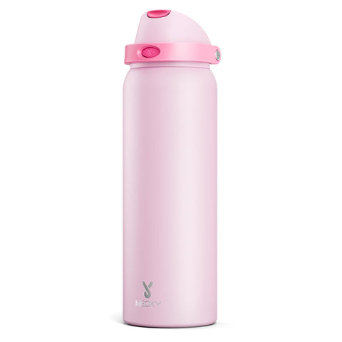 Meoky 40oz insulated bottle with straw lid for easy sipping at the gym