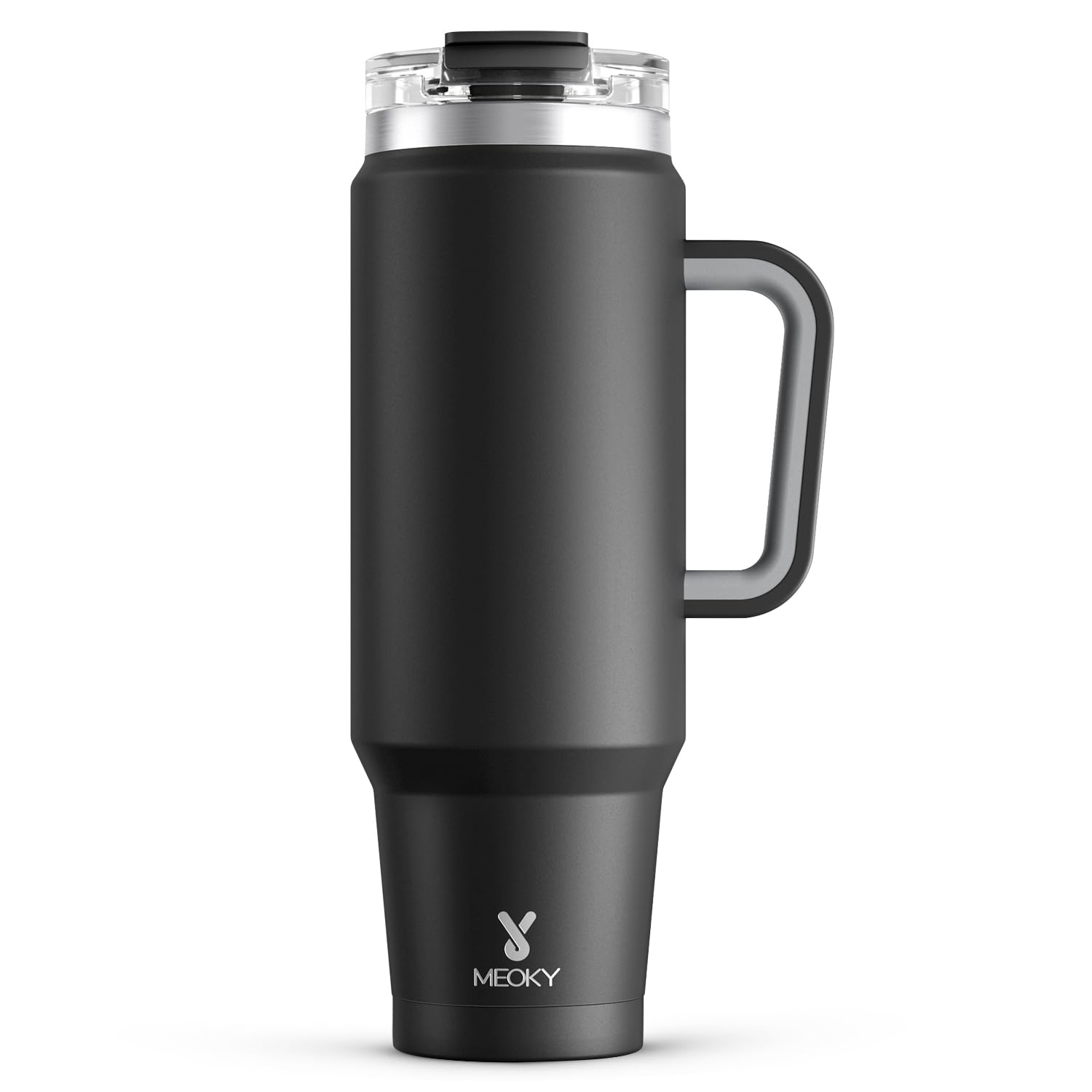 Meoky 40 oz tumbler with handle side view for easy everyday carrying.