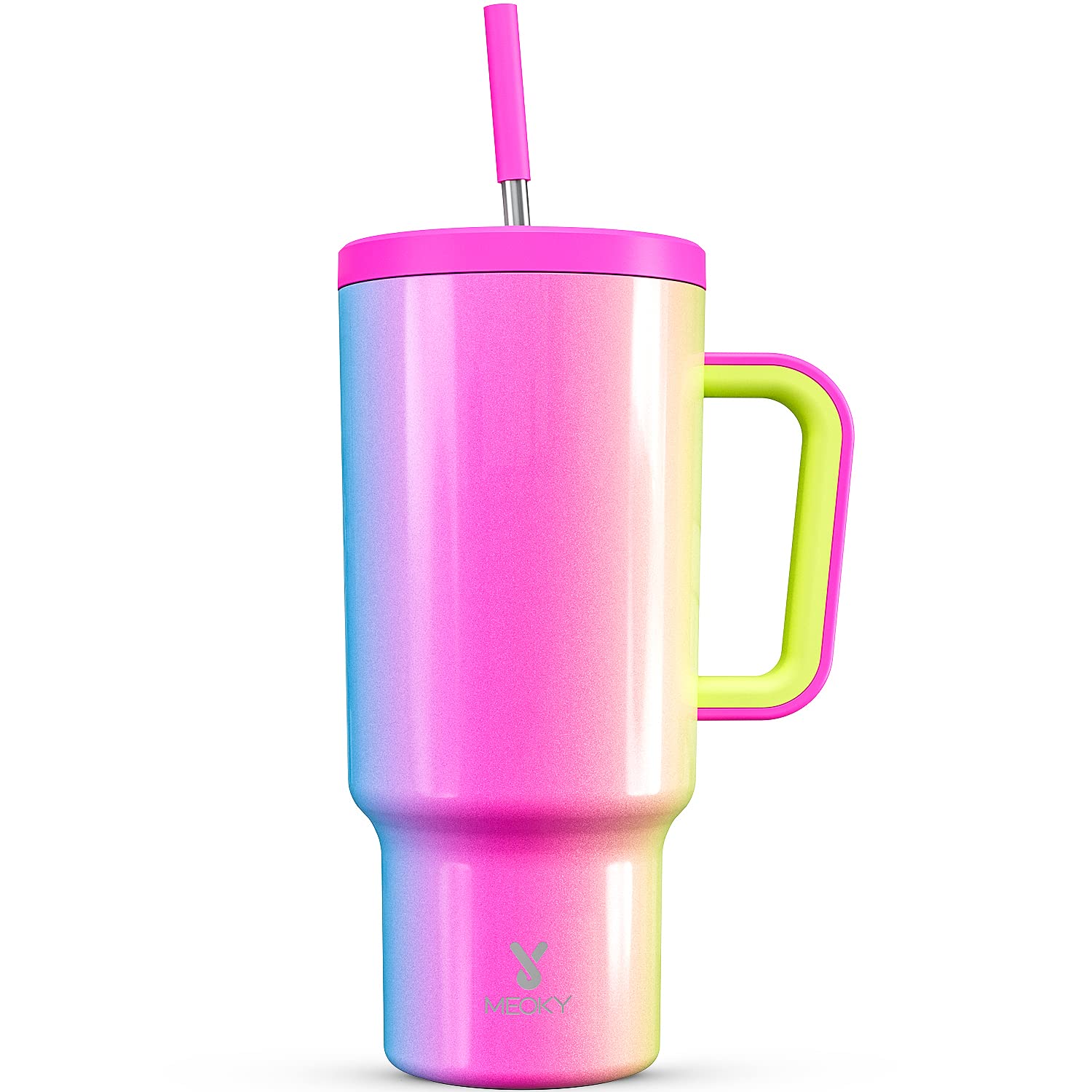 Meoky 40oz tumbler with handle offers a comfortable grip for on-the-go hydration.