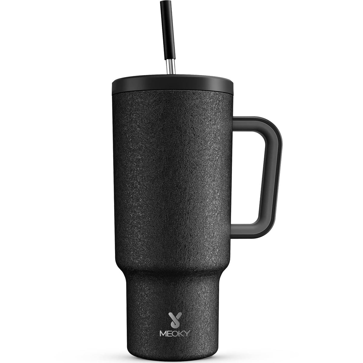 Meoky 40oz tumbler with handle for an easy grip on the go.