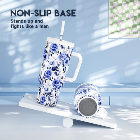 Non-slip base keeps the tumbler steady on desks or tables.