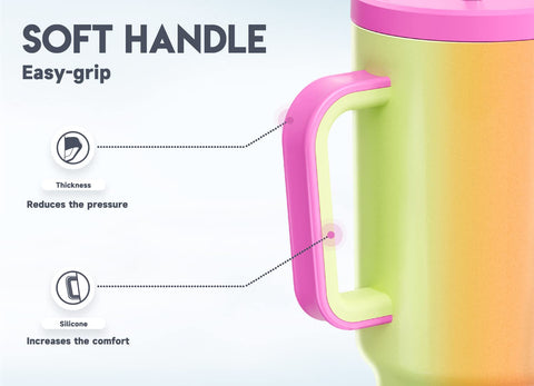 Meoky tumbler with non-slip base stays upright during travel or desk use.