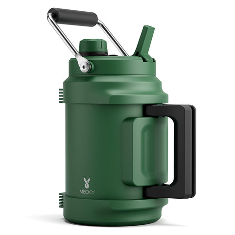 Meoky 64 oz bottle with top handle for easy carry on hikes
