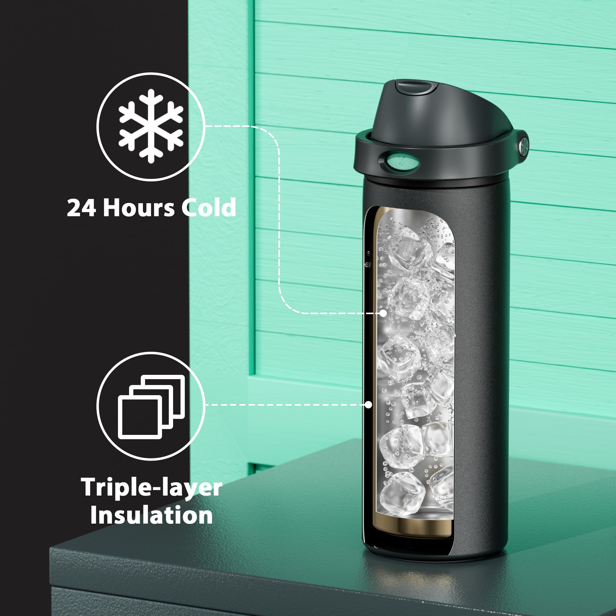 Meoky bottle base with silicone pad absorbing impact and preventing dents