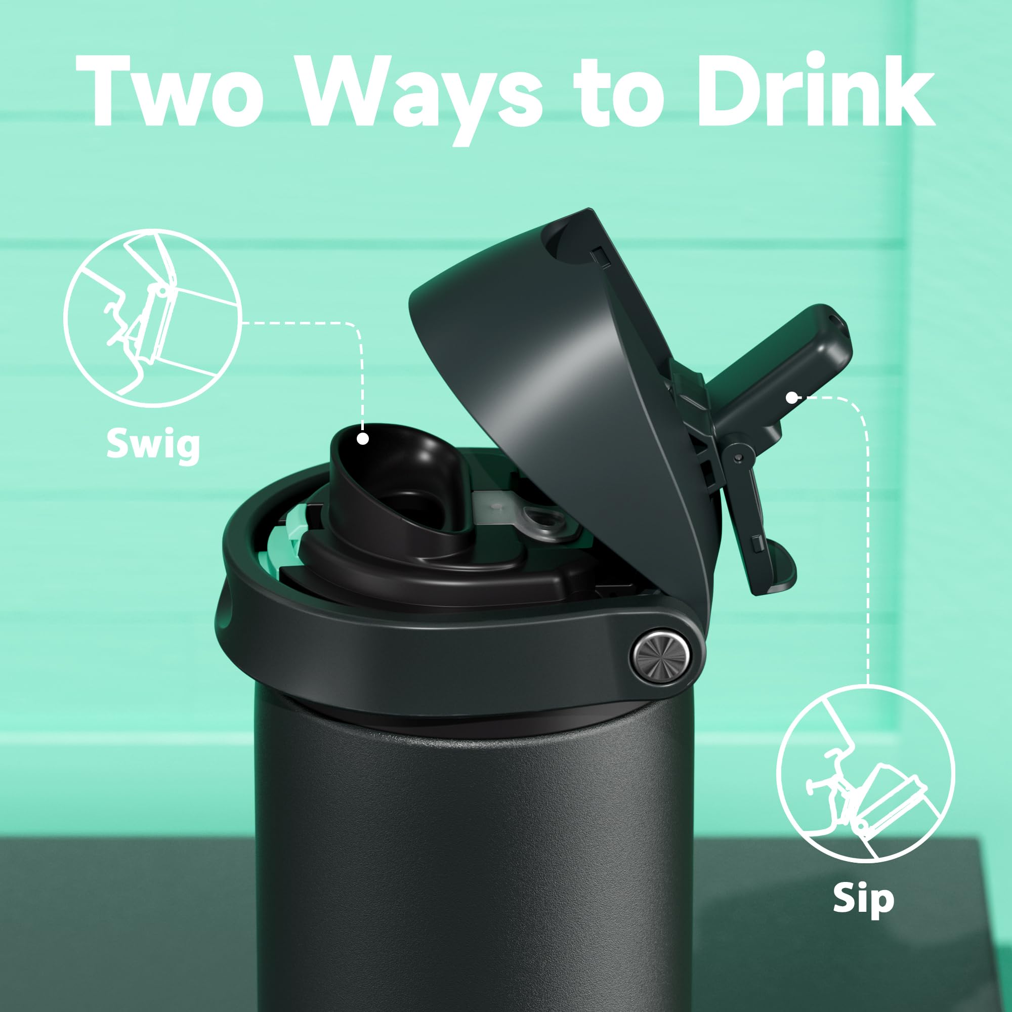 Meoky bottle leak-proof seal shown for secure carry on the go