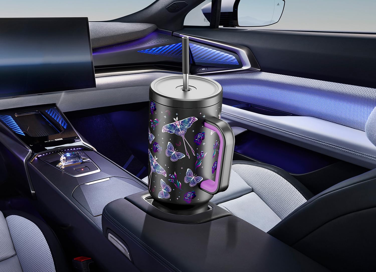 Meoky glow feature helps locate bottle in dim lighting contexts