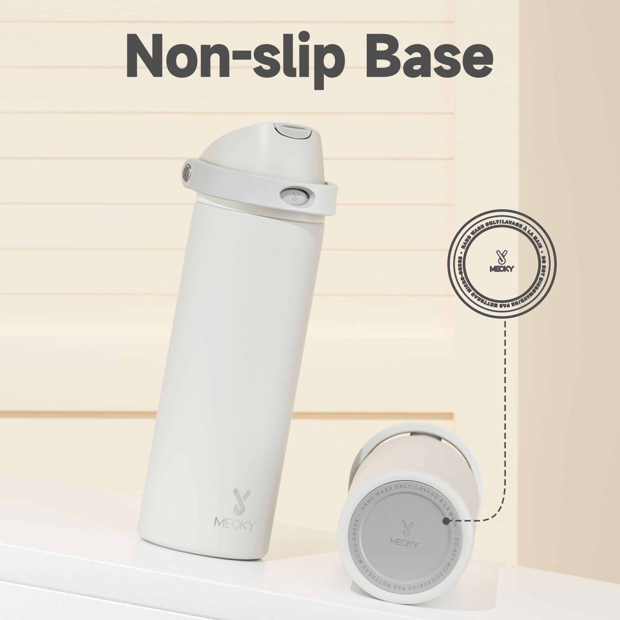 Meoky bottle lid is dishwasher-safe for quick cleanup.