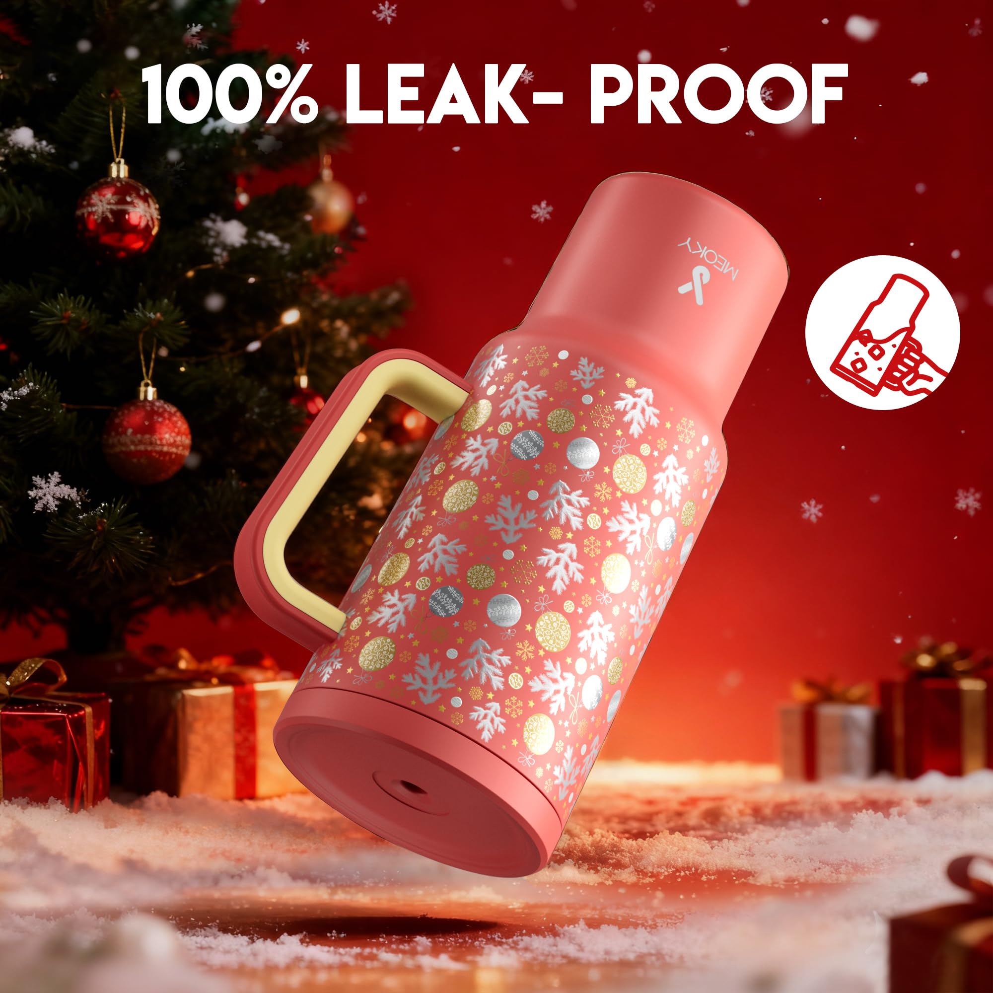 Meoky double-wall insulation keeps drinks hot or cold during seasonal toasts