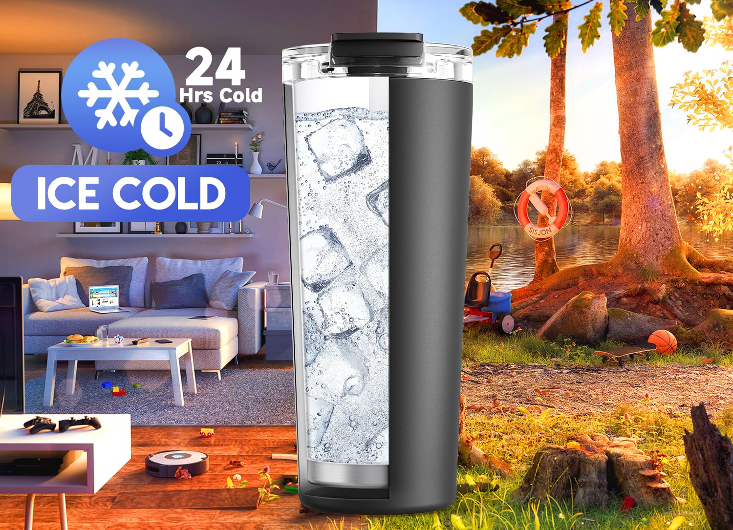 Meoky double-wall insulation preserves beverage temperature for hours.