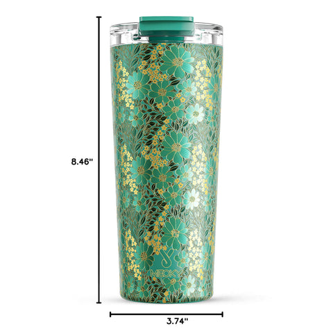 Close-up of Meoky Emerald Bloom stainless steel body.
