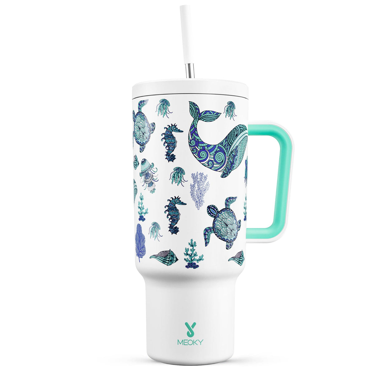 Meoky glow sea life tumbler glowing after light exposure for nighttime visibility