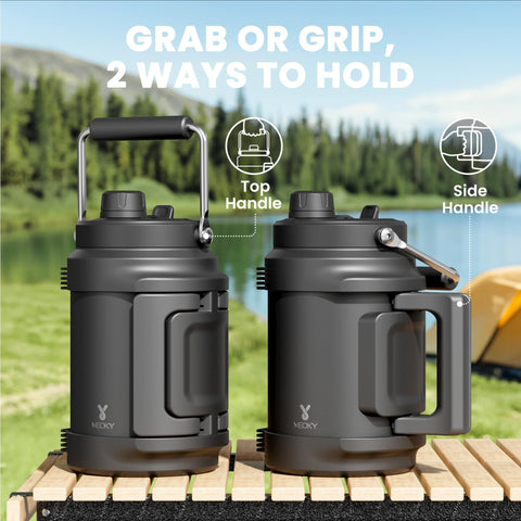 Meoky half-gallon jug with straw and spout lid for versatile sipping.