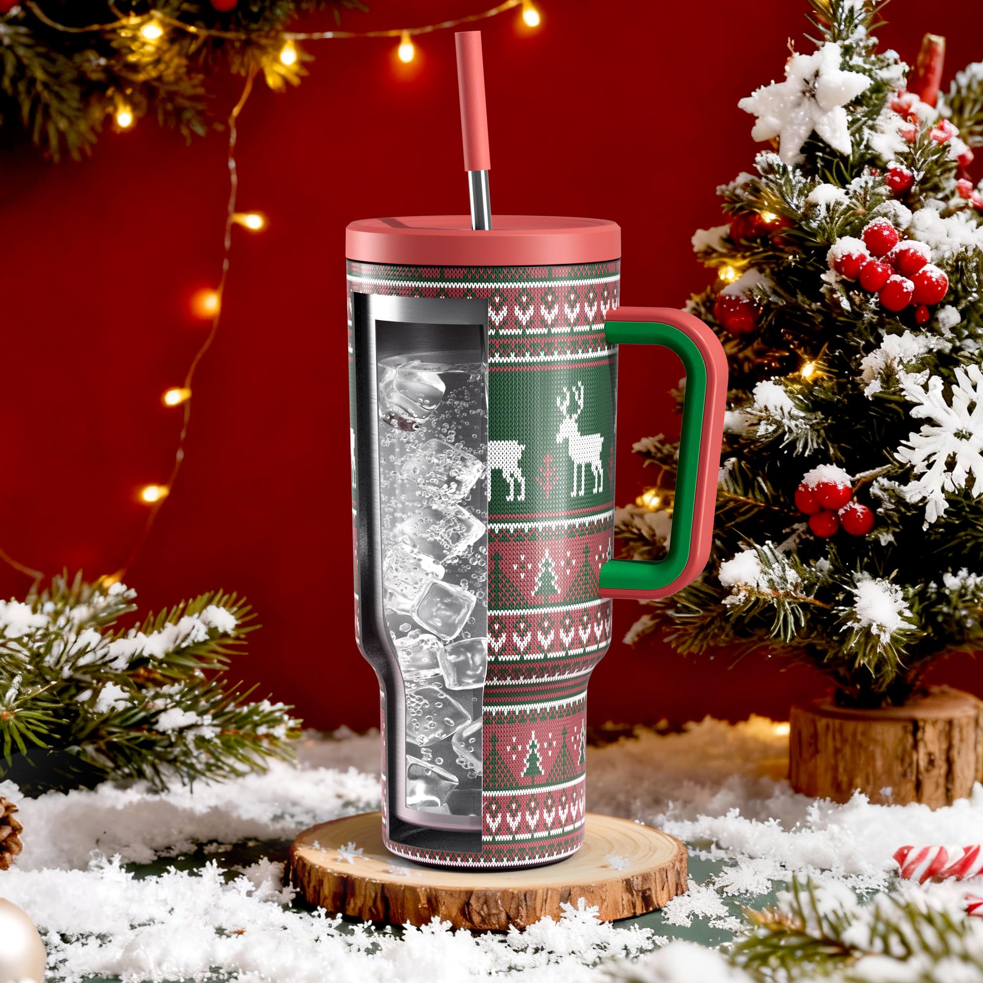 Meoky insulated stainless steel travel mug preserves hot or cold drinks on the go.