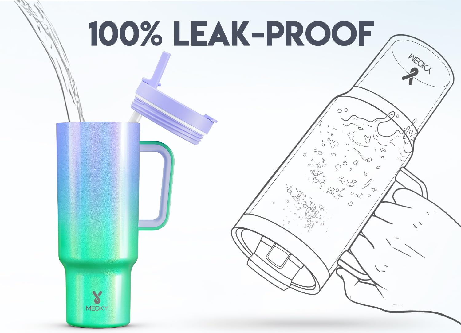 Meoky insulated stainless steel keeps beverages cold for hours.