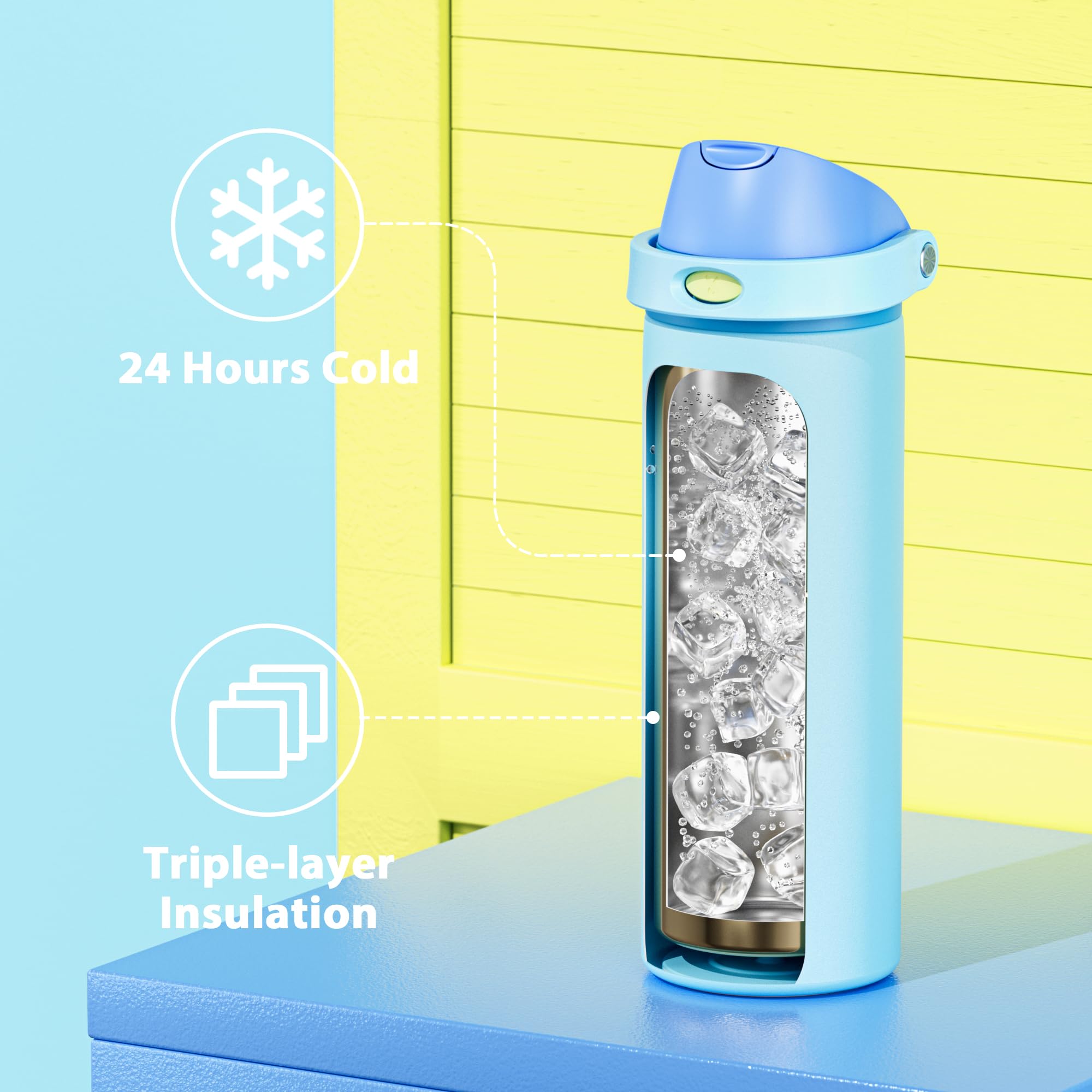 Meoky bottle features a leak-proof seal and carry loop for travel.