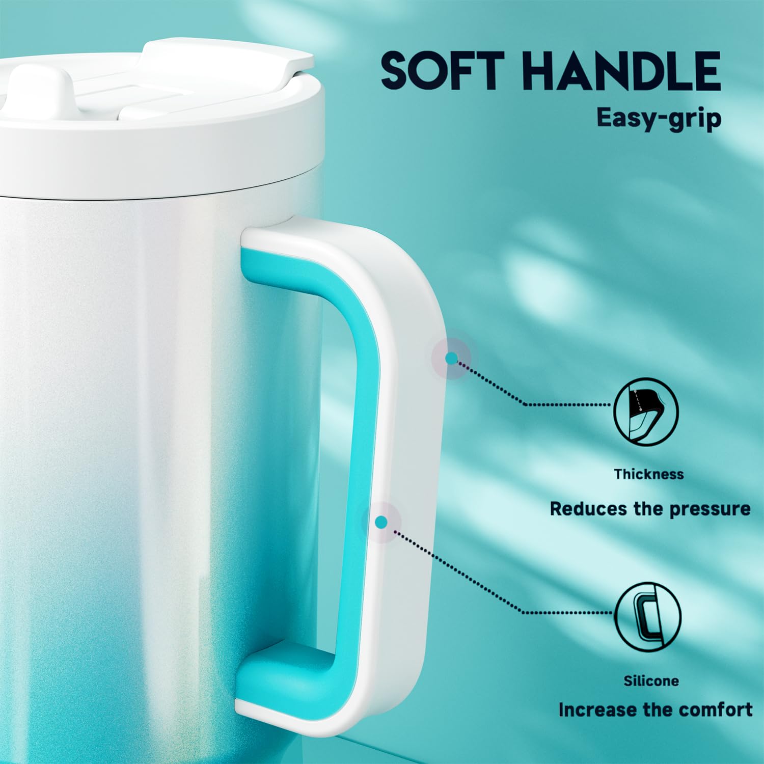 Leakproof lid with 2‑in‑1 straw threads on the Meoky tumbler.
